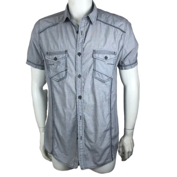 VARIOUS ARTISTS Men's Gray Button Up Shirt  Sz L - Picture 1 of 8